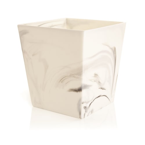 Ashford Collection, 8 Quart Resin Wastebasket, White Marble